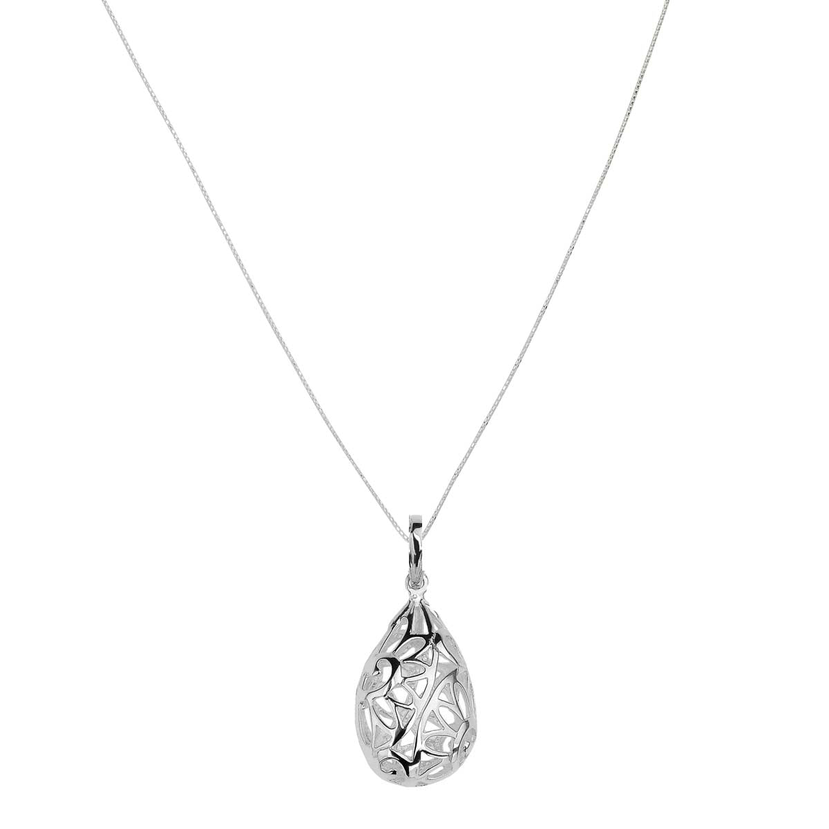 Sterling silver Filligree style teadrop pendant on silver chain