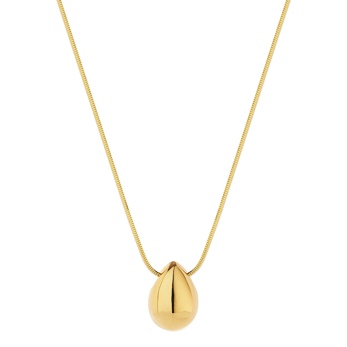 Sterling silver YGP puff teardrop on snake chain, antitarnish