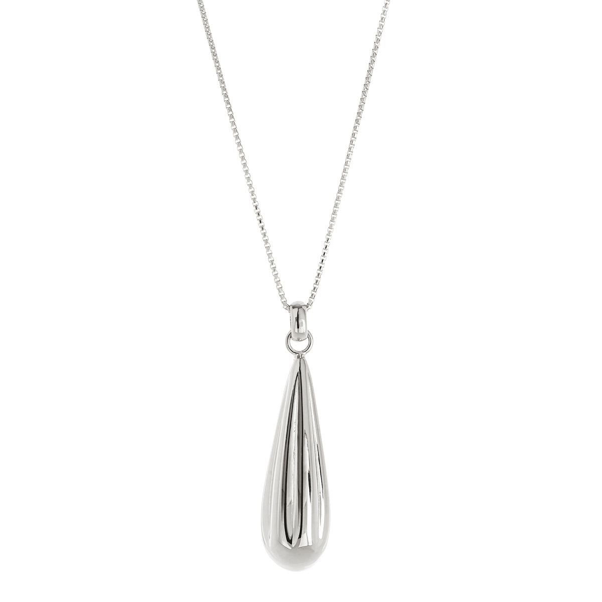 Sterling silver ridged hollow baton pendant on box chain