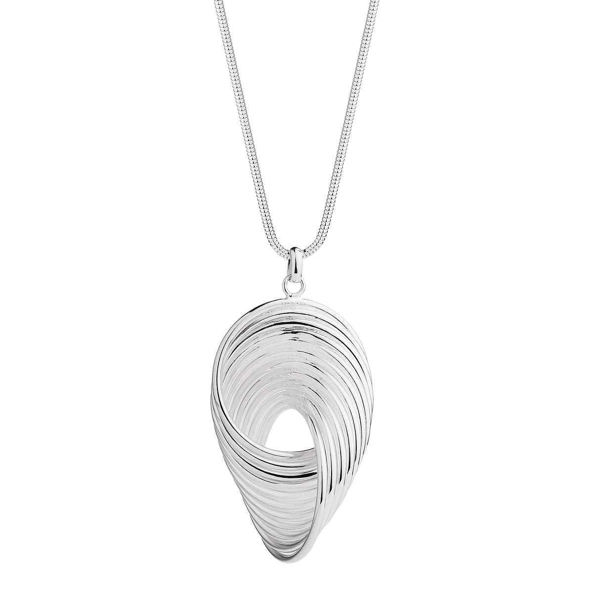 Sterling silver multi-wire, infinity pendant on silver snake chain