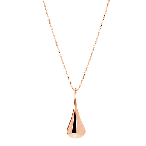 Sterling silver teardrop pendant on rose gold plate chain