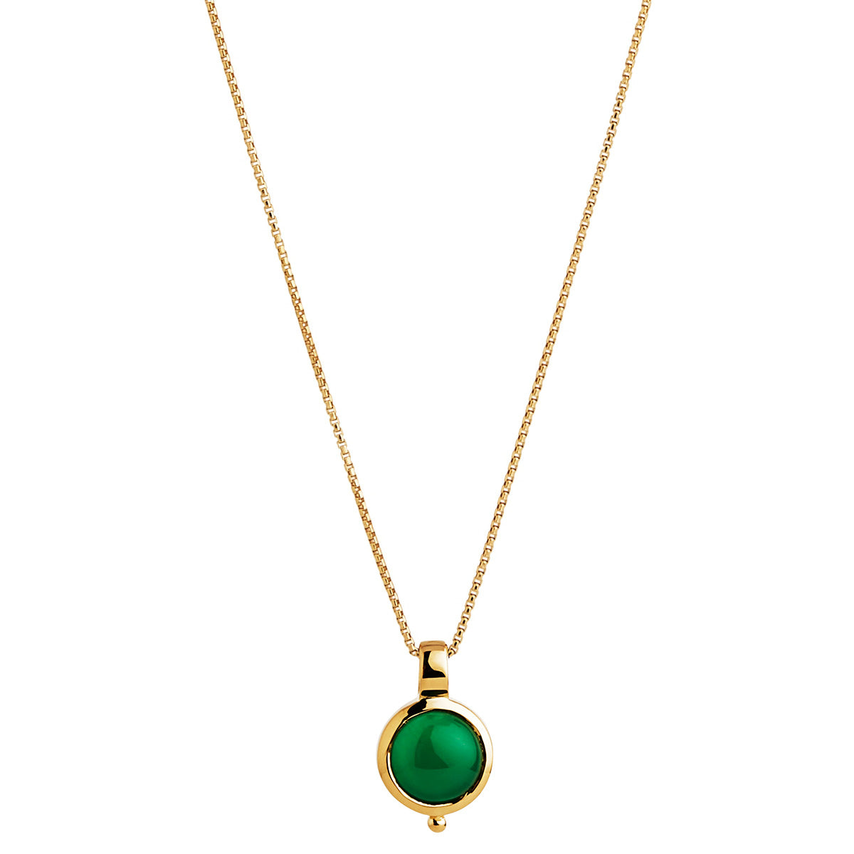 Green Onyx, Sterling, Gold plated pendant and chain
