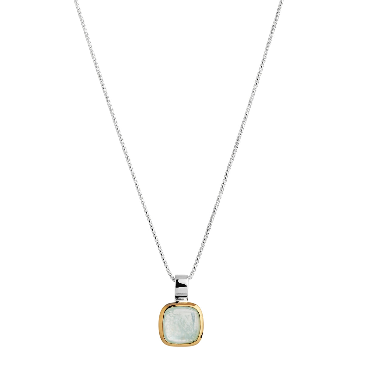 Sterling silver, Aquamarine cab cut pendant and chain