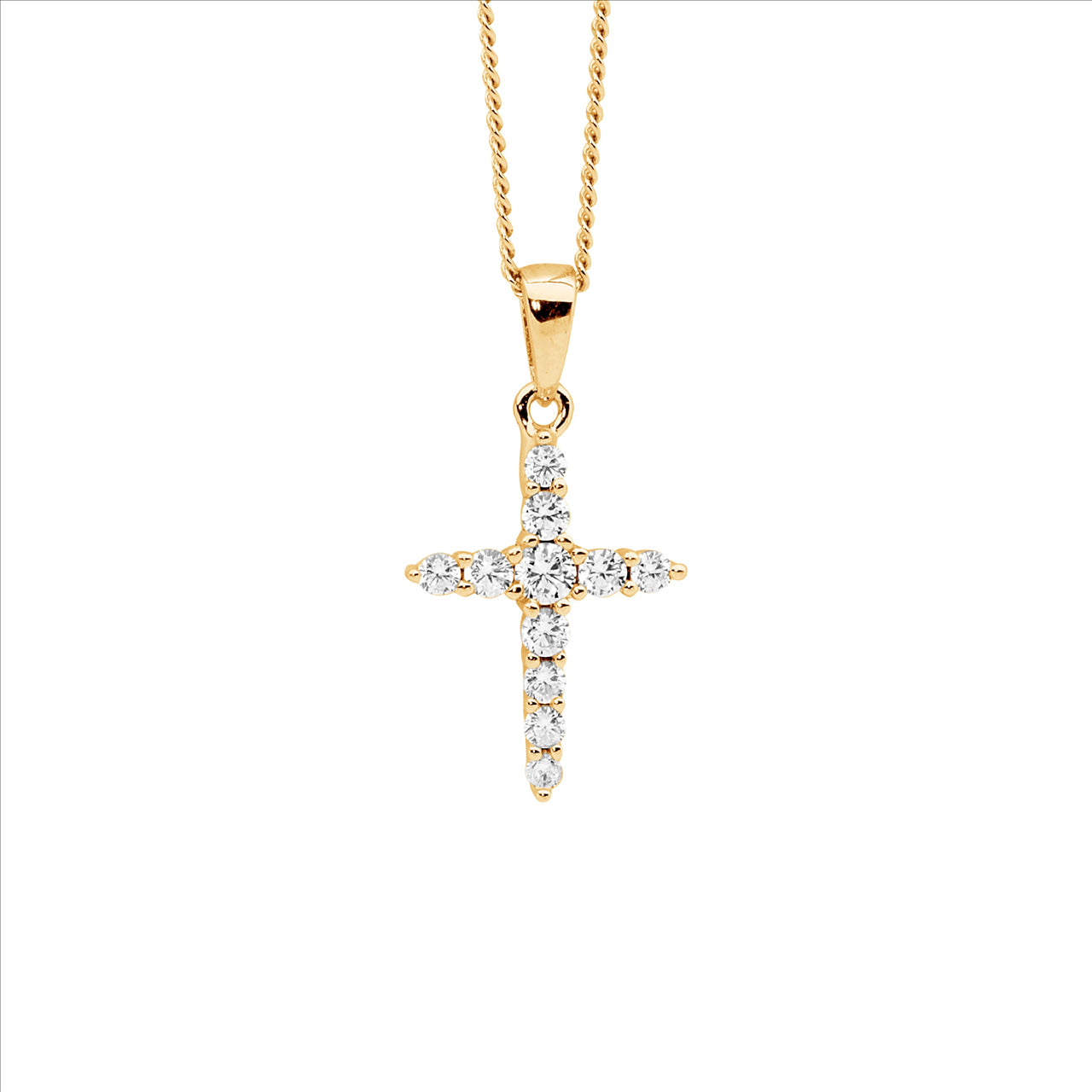 Gold plated stone set cross and chain