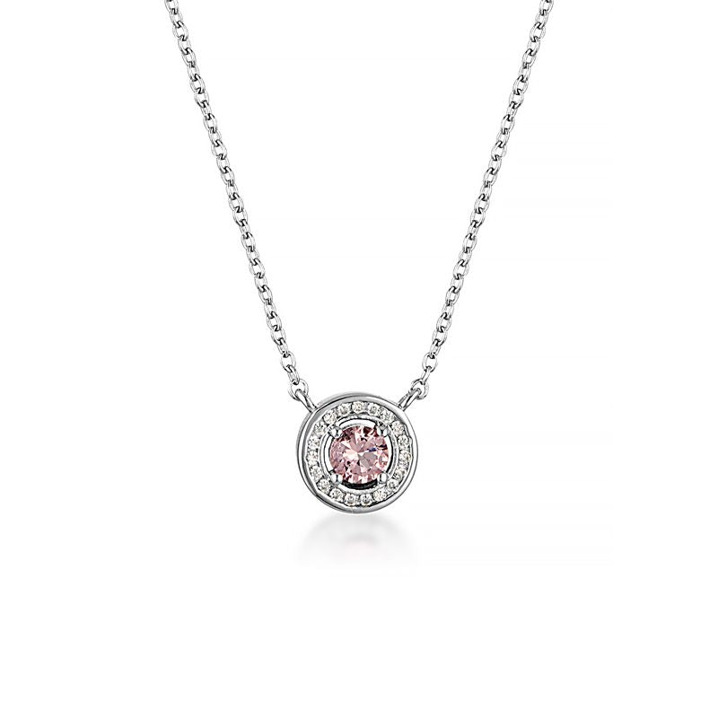 Morganite and White Cubic zirconia set pendant and chain