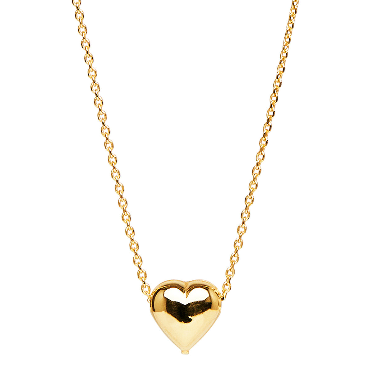Yelow gold plated puff heart & chain