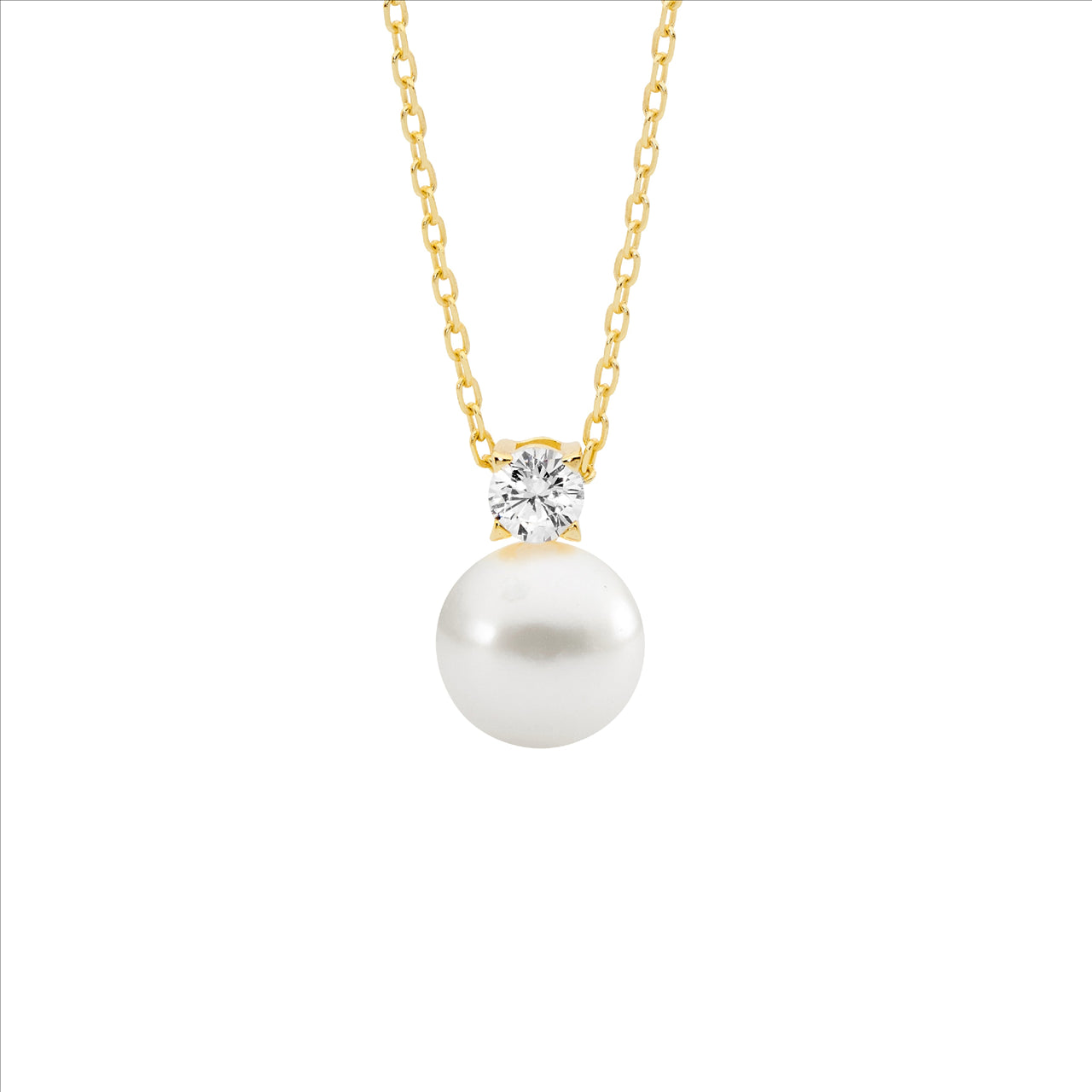 Freshwater Pearl & CZ pendant & chain