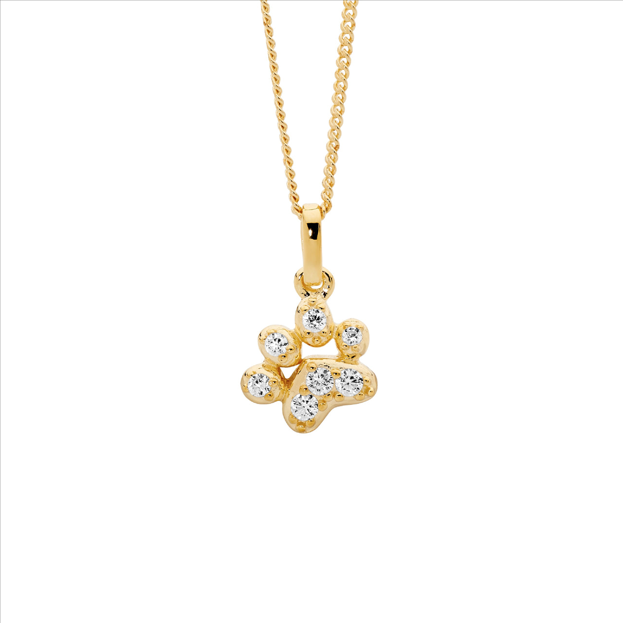 Gold plated Paw print pendant & chain