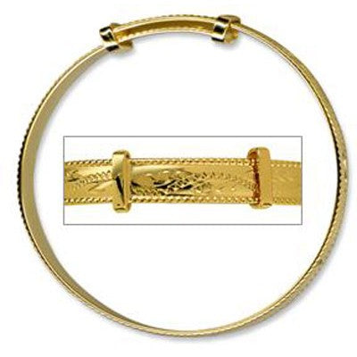 Silver, Expandable childs bangle, patterned engraved.