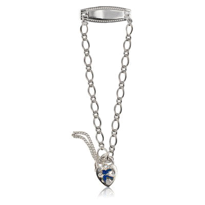 SS BABY ID PADLOCK BRACELET W BLUEBIRD