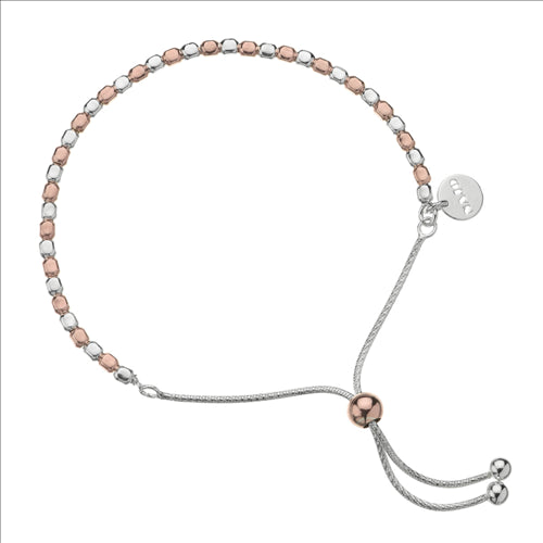 Silver and rose gold plated pebble bracalet with slider bracelet