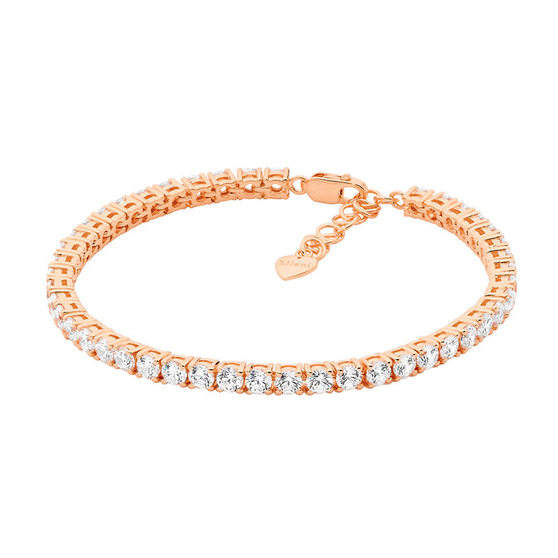 Silver rose gold plated CZ tennis bracelet