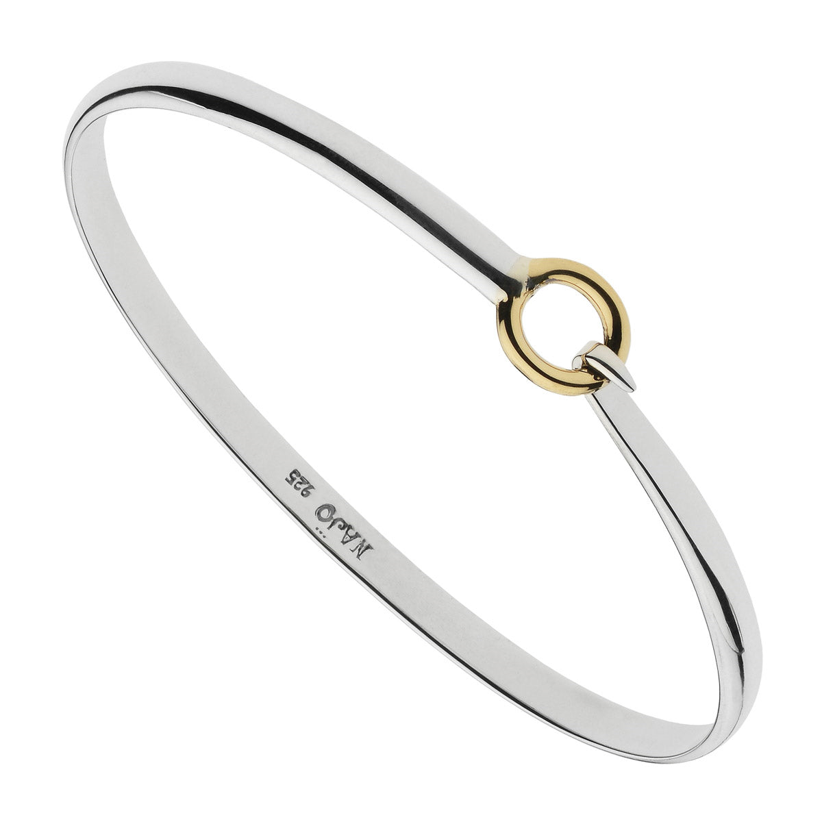 4mm silver & tumbaga loop and latch bangle 60mm inner diam