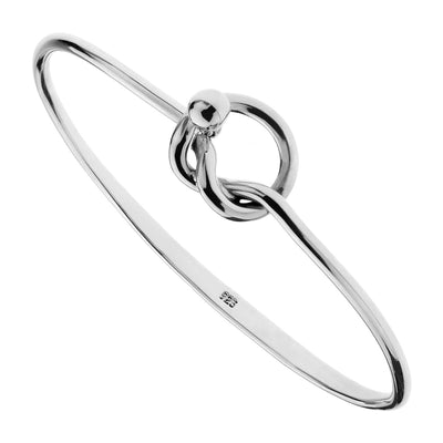 Silver opening knot bangle 2.5mm wire 60mm inner diam