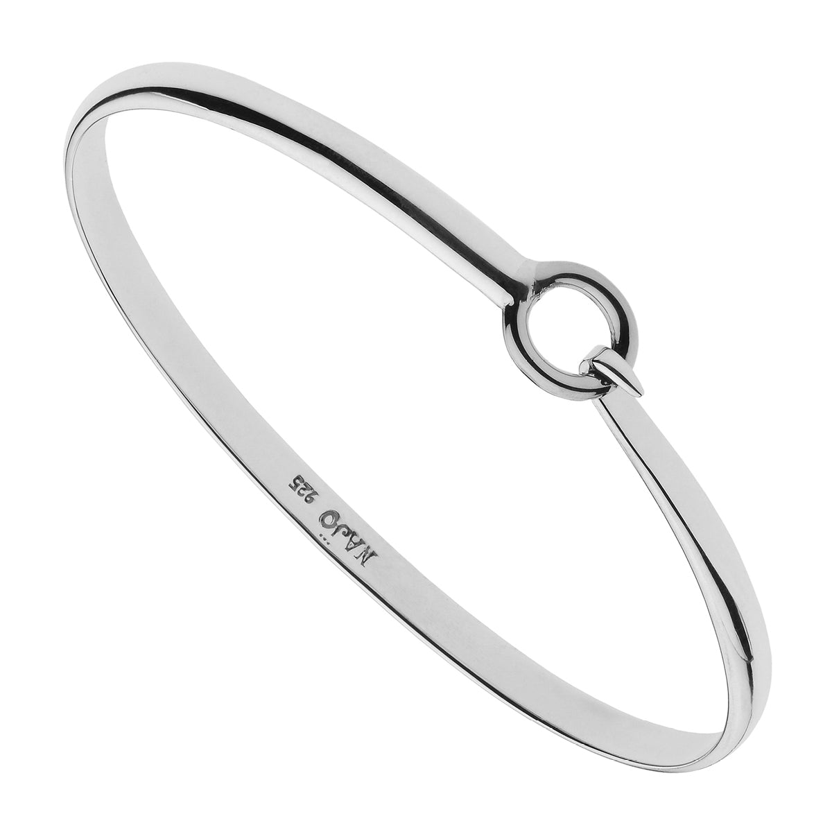 4mm silver loop and latch bangle 60mm inner diam