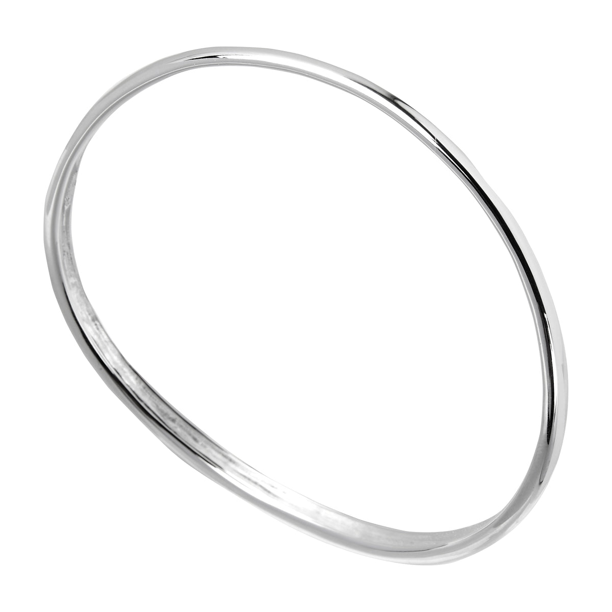 Sterling silver undulating solid bangle