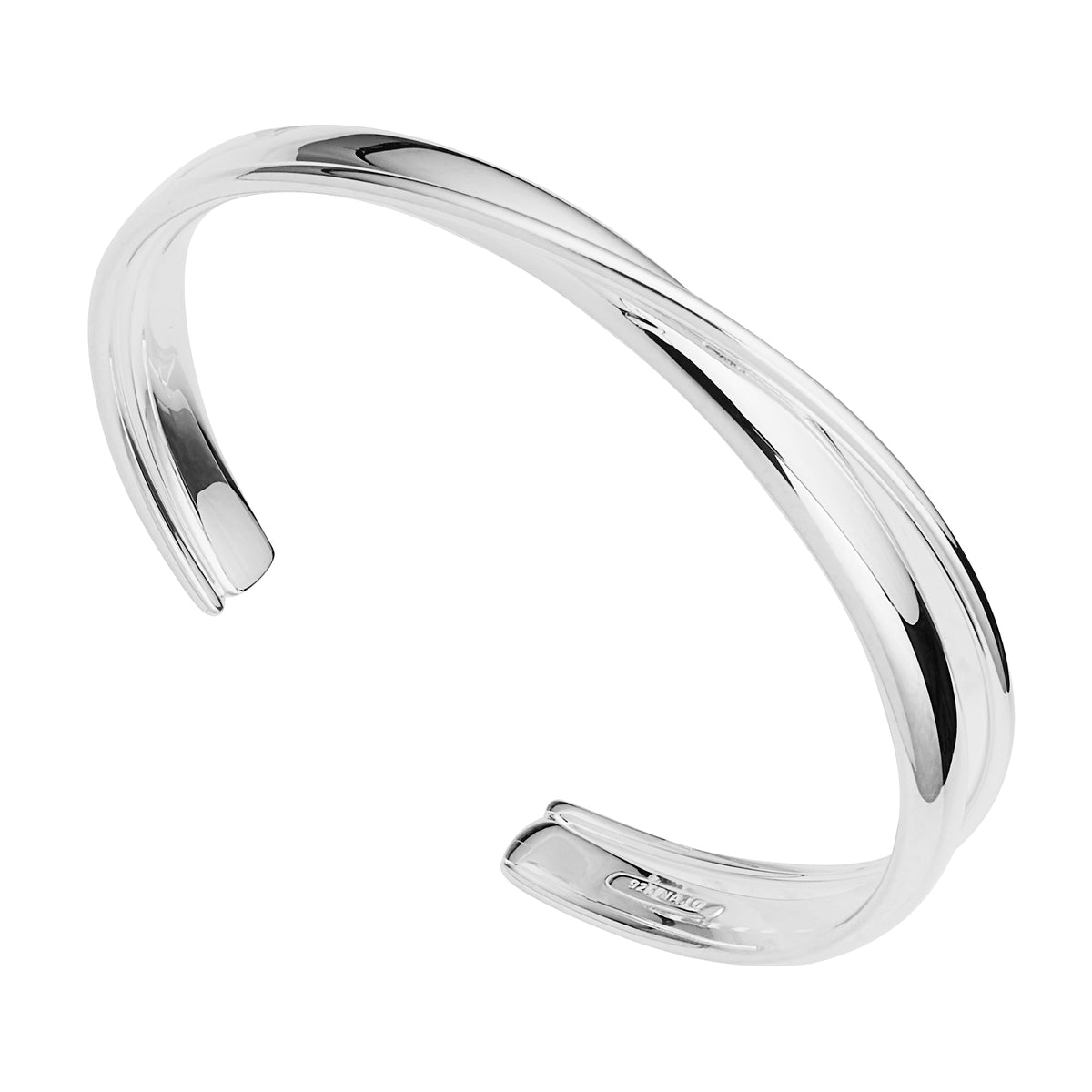 Sterling silver, wide silver cuff made from overlapping hollow tubes