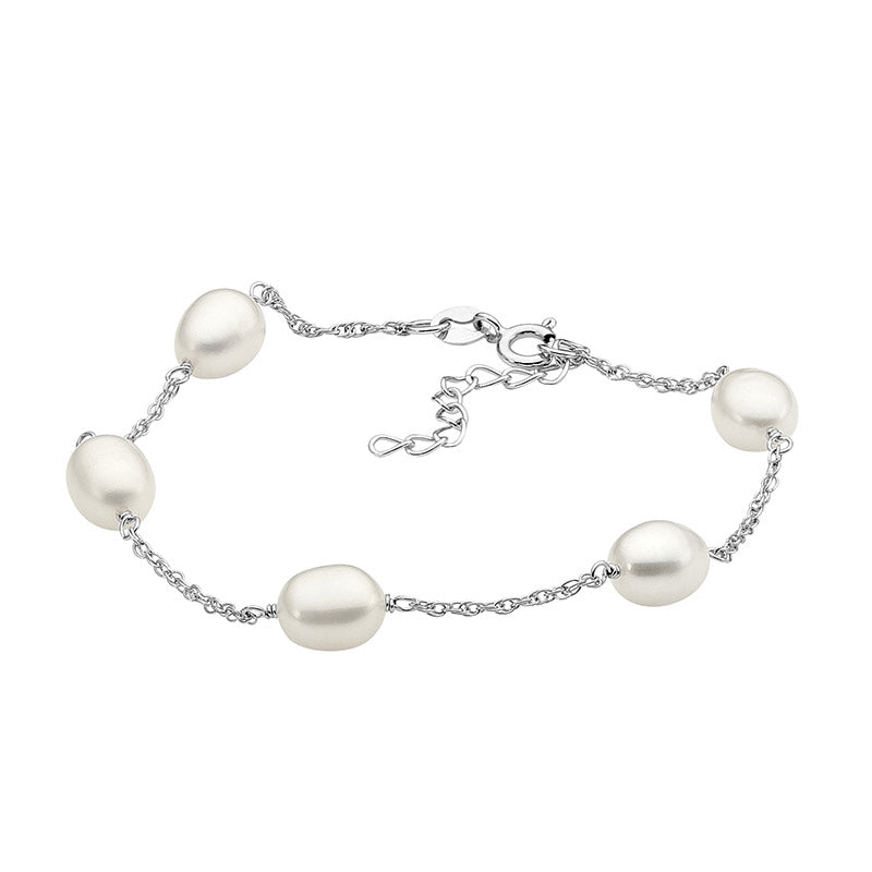 Sterling Silver & Freshwater Pearl Bracelet w/ ext. Chain