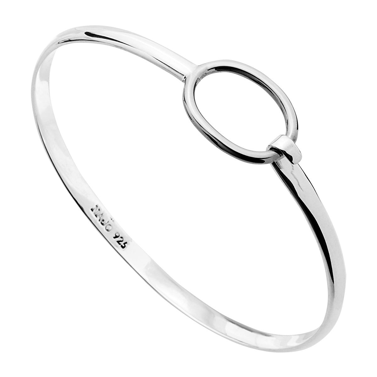Sterilng silver, tension bangle w ring clasp