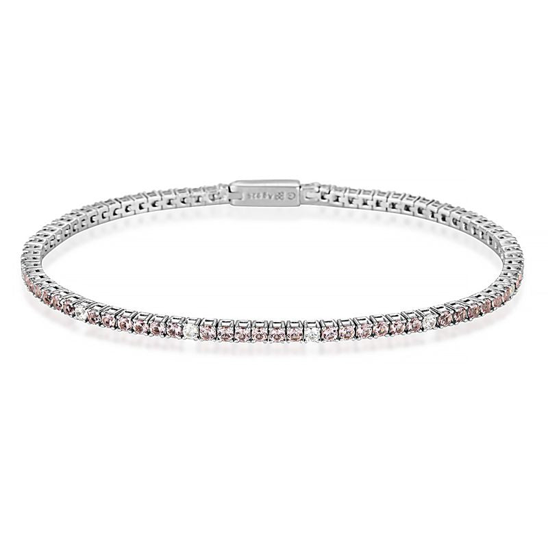 Morganite and White Cubic Zirconia Tennis Bracelet