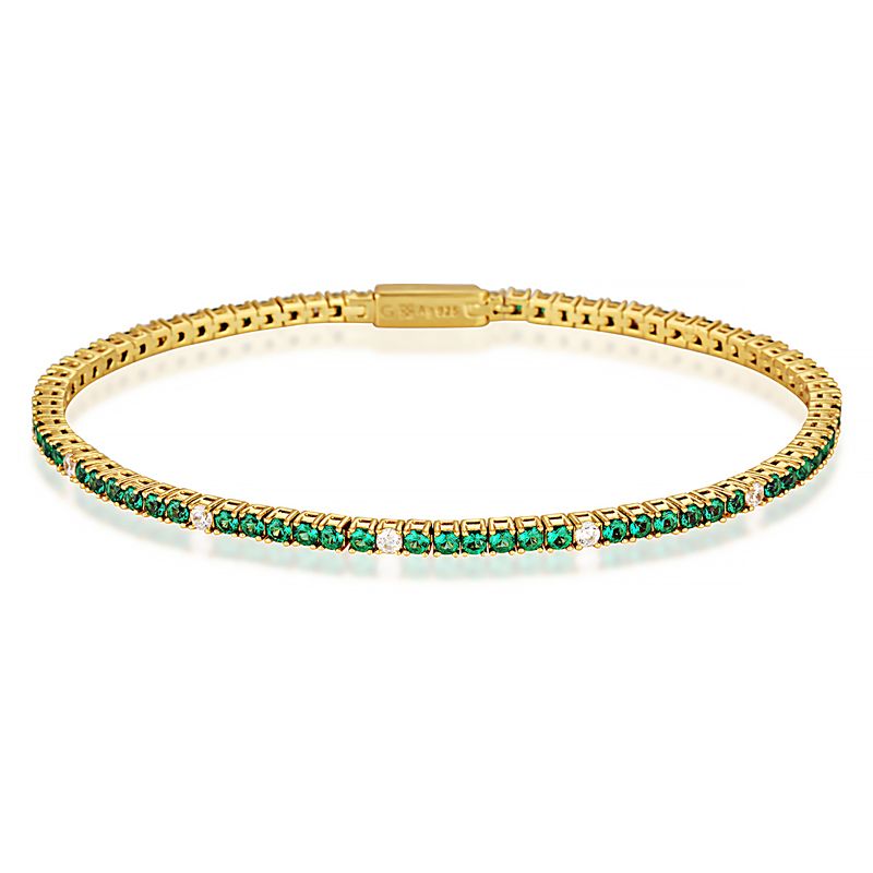 Emerald Nano White Cubic Zirconia gold plated Tennis Bracelet