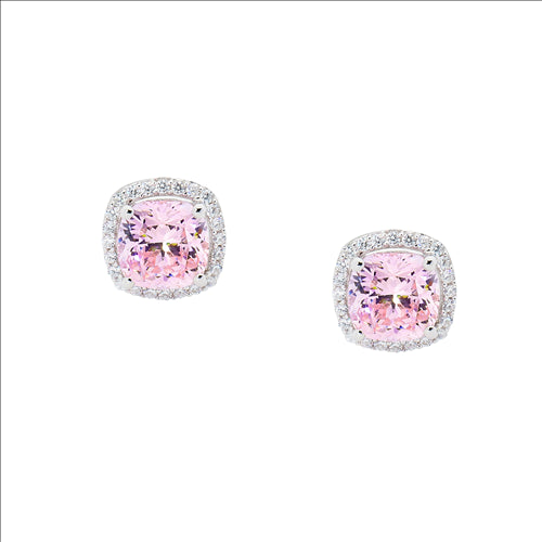 SilPink CZ with halo of white CZ studs