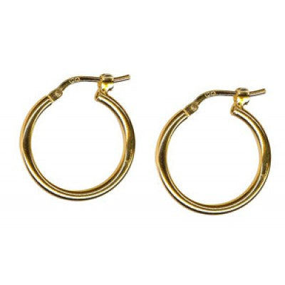 Silver Italian plain Hoop earrings 2mm tube 15mmID