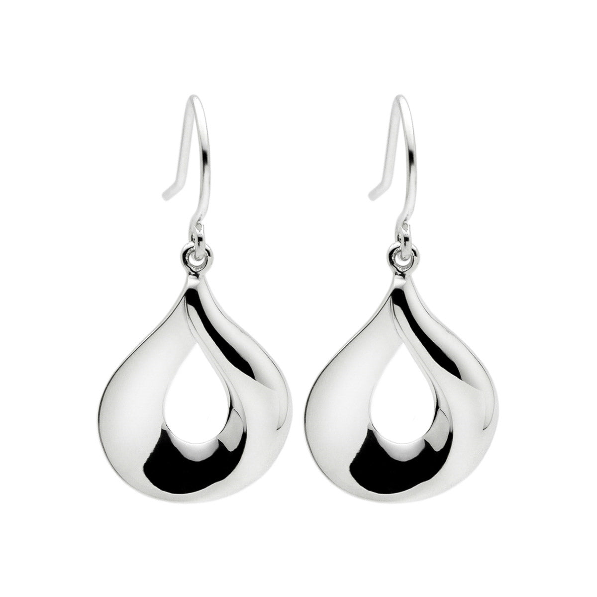 Silver, twisted teardrop shep hook earrings