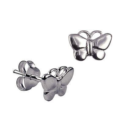 Silver, Butterfly studs 6x9mm
