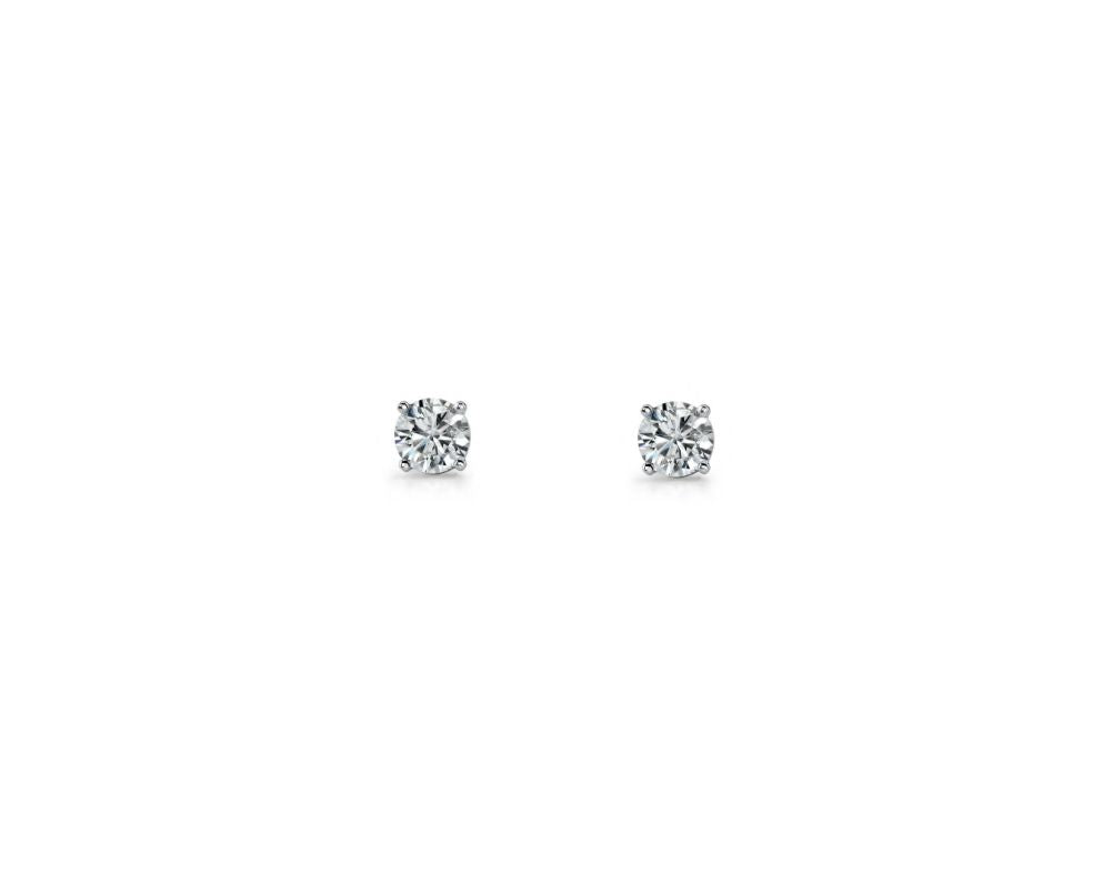 Sterling silver Cubic zirconia claw set stud earrings 3mm round