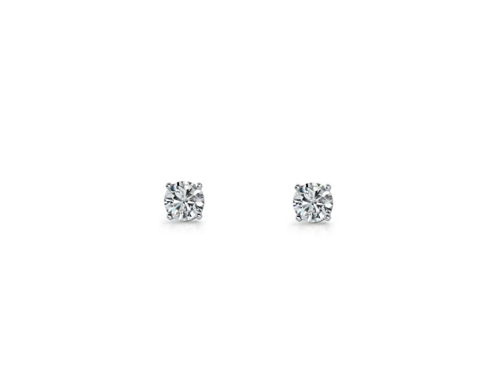 SS 4mm Round WH CZ Claw Set Studs