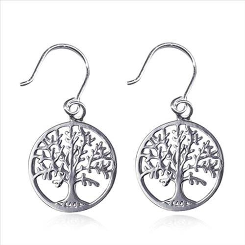 Sterling silver 'Tree Of Life' earring hook drops
