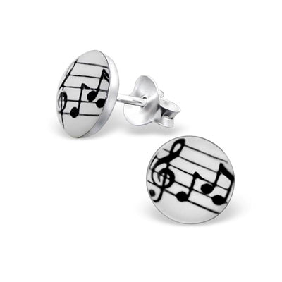 Silver, music studs, children, 7mm round