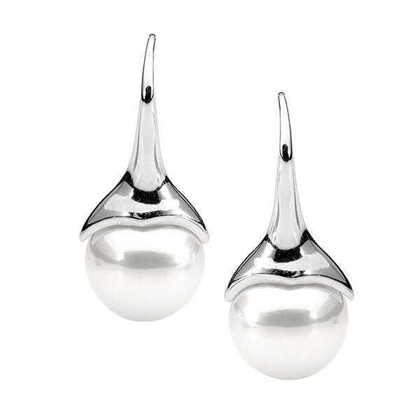 Silver hook white Shell based earrings