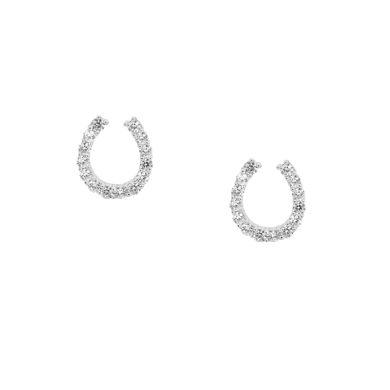 Silver, CZ set horse shoe studs