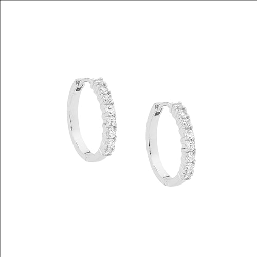 Silver, huggie CZ set 15mm