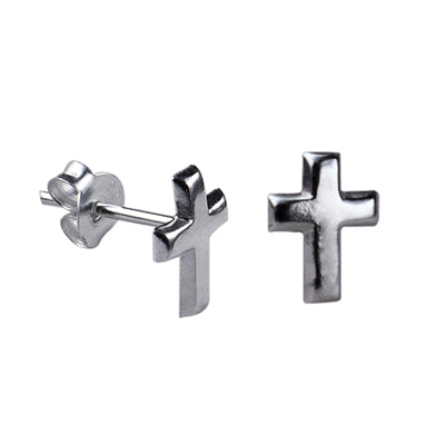 Silver plain Cross studs