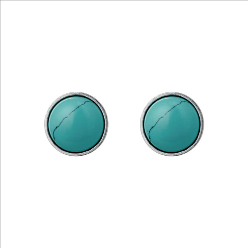Silver bezel set recon Turquoise studs