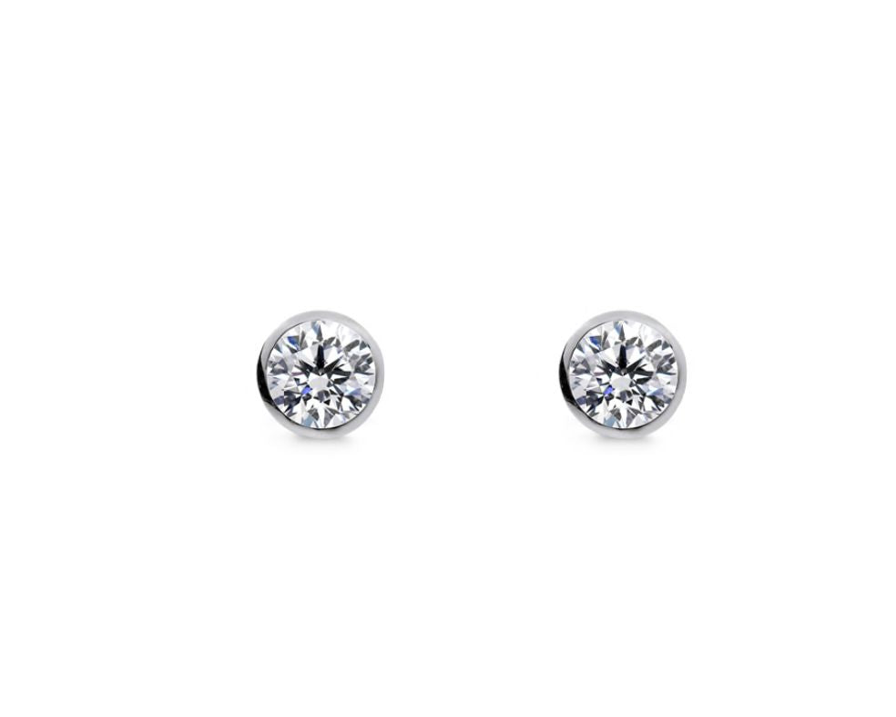 Silver 6mm Bezel set CZ studs