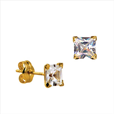 Silver, Square CZ 5mm claw set stud