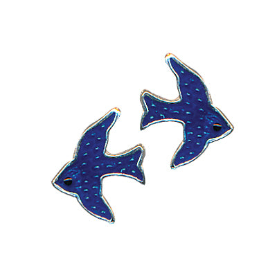 Silver, Blue Bird enamel studs