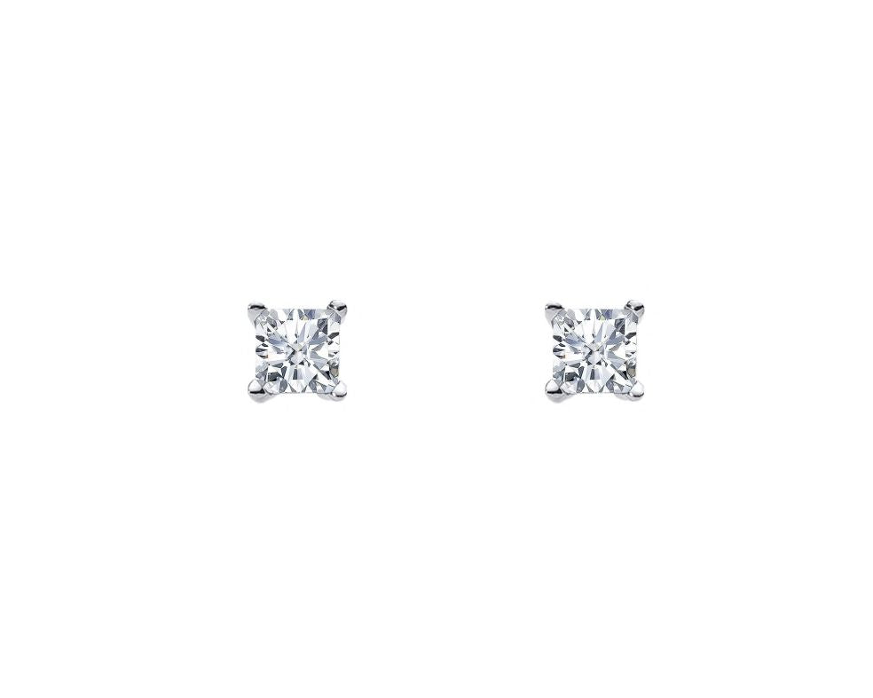 Sterling silver 4mm Princess WH CZ Claw Studs