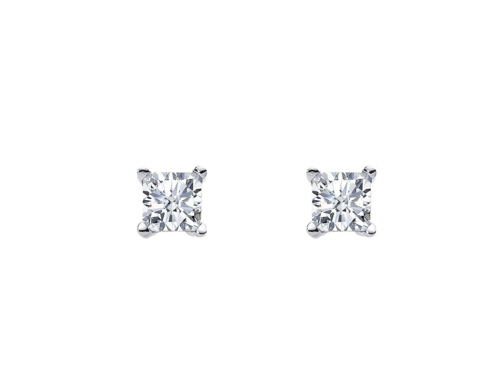 Sterling silver 5mm Princess WH CZ Claw Studs