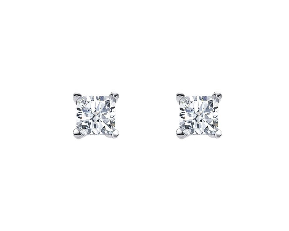 SS 6mm Princess WH CZ Claw Studs