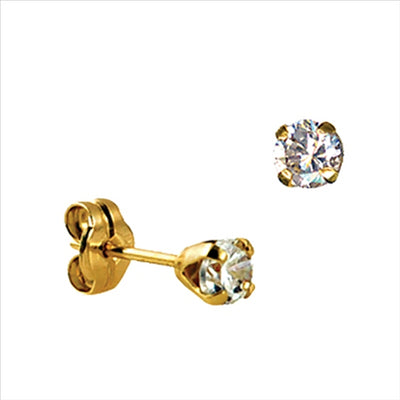 SS 4MM 4 CLAW ROUND CZ EARRINGS