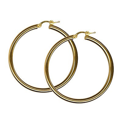 Silver Itaian plain hoops, 3mm tube, 40mm ID