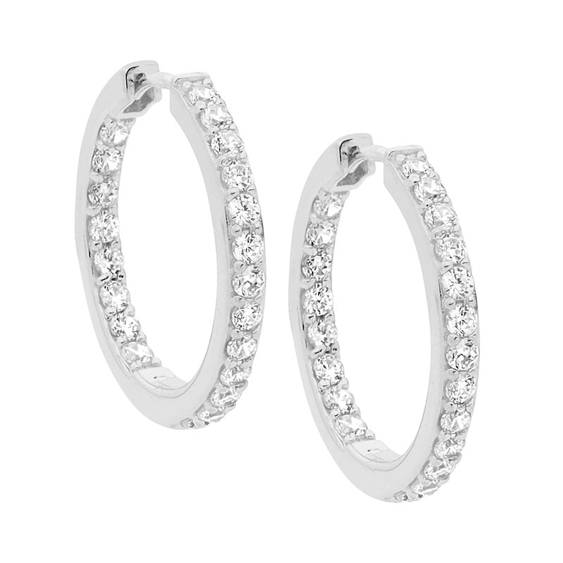 Sterling silver, CZ set hoops