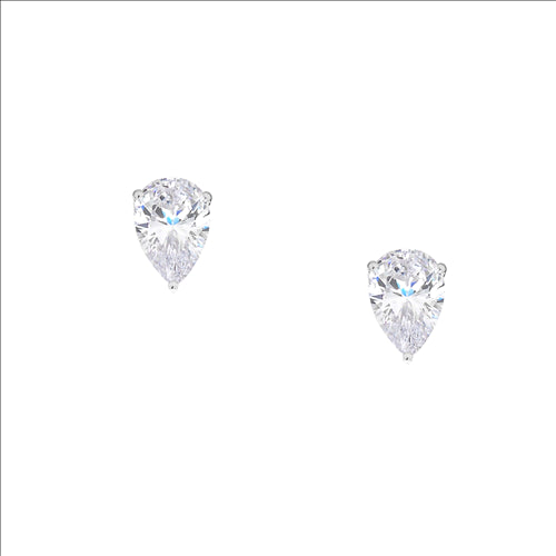 Silver 10x5mm CZ pear shape studs