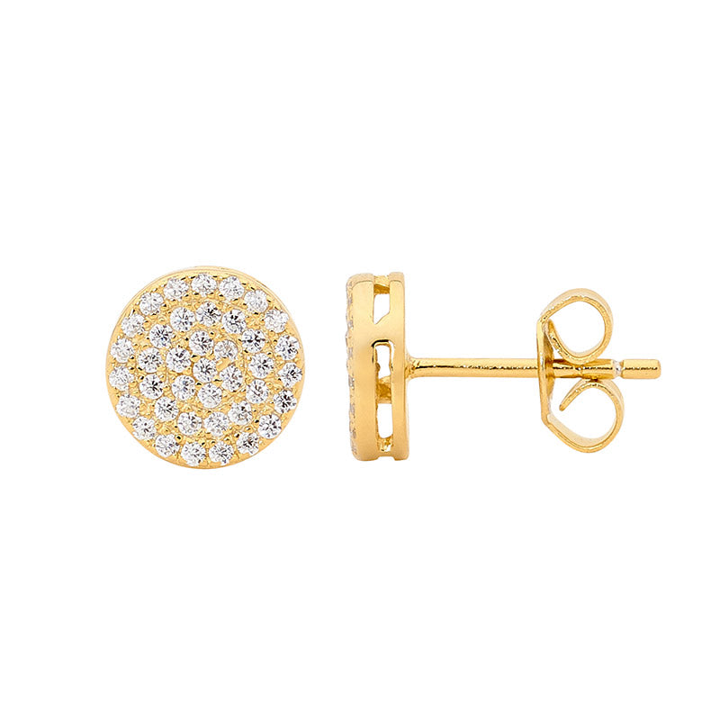 Sterling silver, Gold plated, Pave set CZ studs