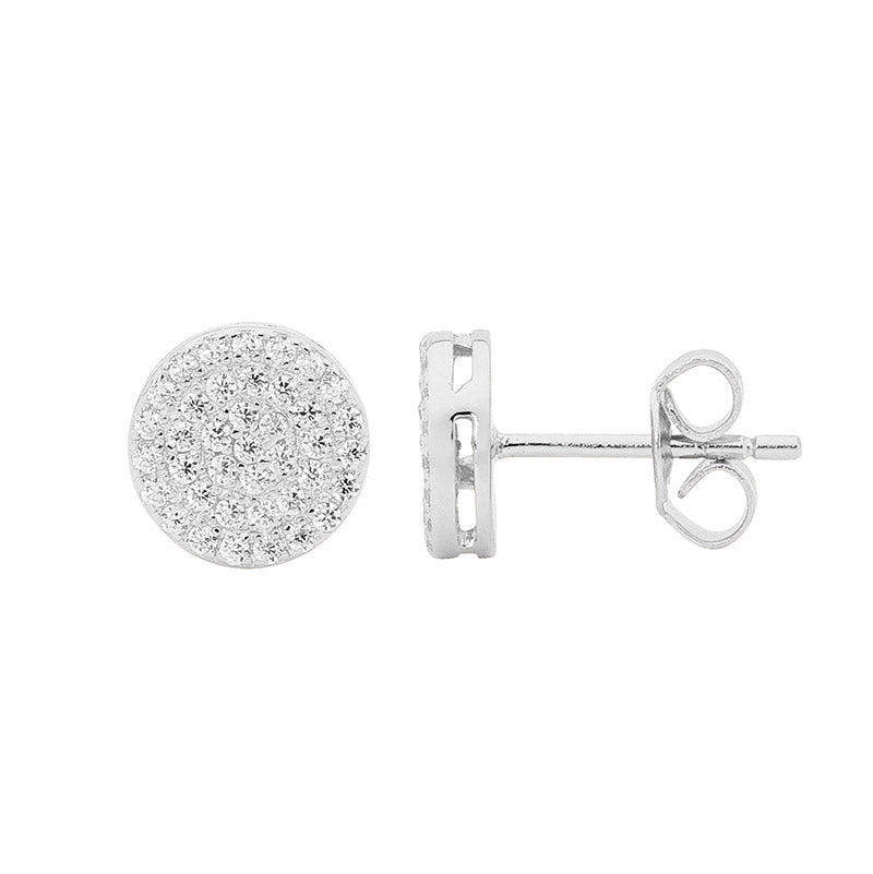 Silver CZ pave set studs